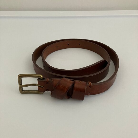 Madewell Genuine Leather Brown Belt with Gold Buckle - Picture 2 of 6